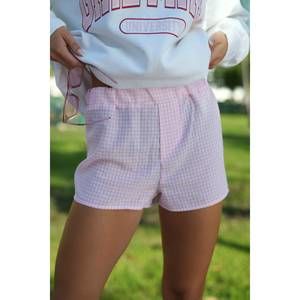 NEW 1 FASHION gingham shorts in pink